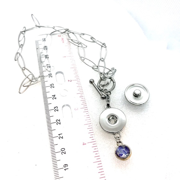 Necklace with 20mm handmade Snap and double dome globe charm SN20 Stainless - Picture 5 of 5